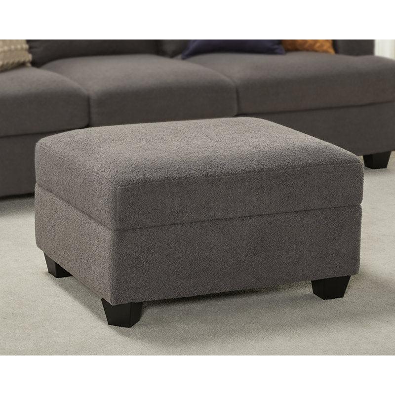 Boucle and Malaysian Wood Pouf By Alhome - 80x60x45 cm - 11011376 - Al Rugaib Furniture