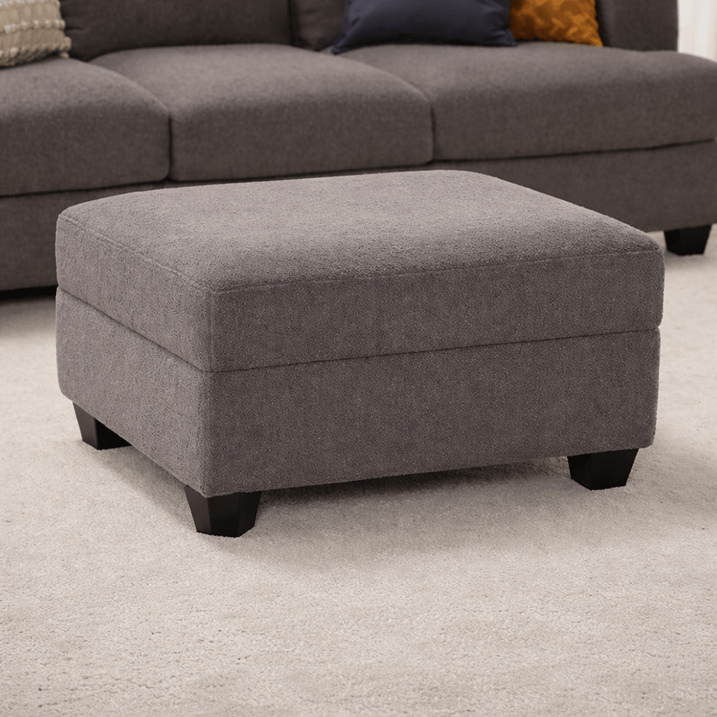 Boucle and Malaysian Wood Pouf By Alhome - 80x60x45 cm - 11011376 Chairs| Alhome