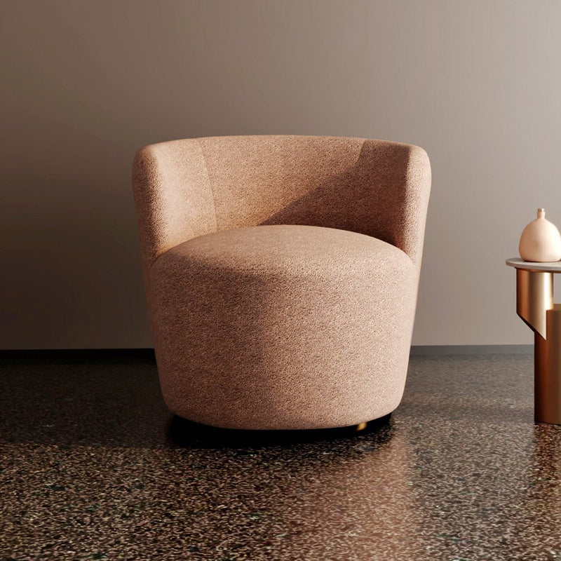 Boucle and Swedish Wood Arm Chair By Alhome - 80x85x85 cm - a - Al Rugaib Furniture