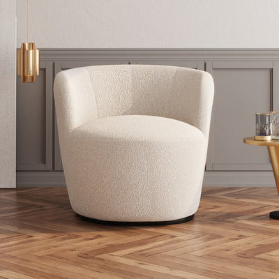 Boucle and Swedish Wood Arm Chair By Alhome - 80x85x85 cm - a - Al Rugaib Furniture