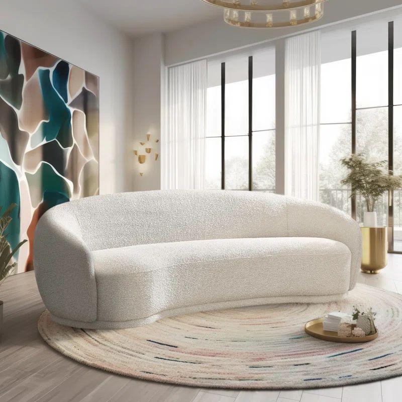Boucle and Sweedish Wood 3-Seater Sofa By Alhome - 220x85x85 cm Sofas & Loveseats| Alhome
