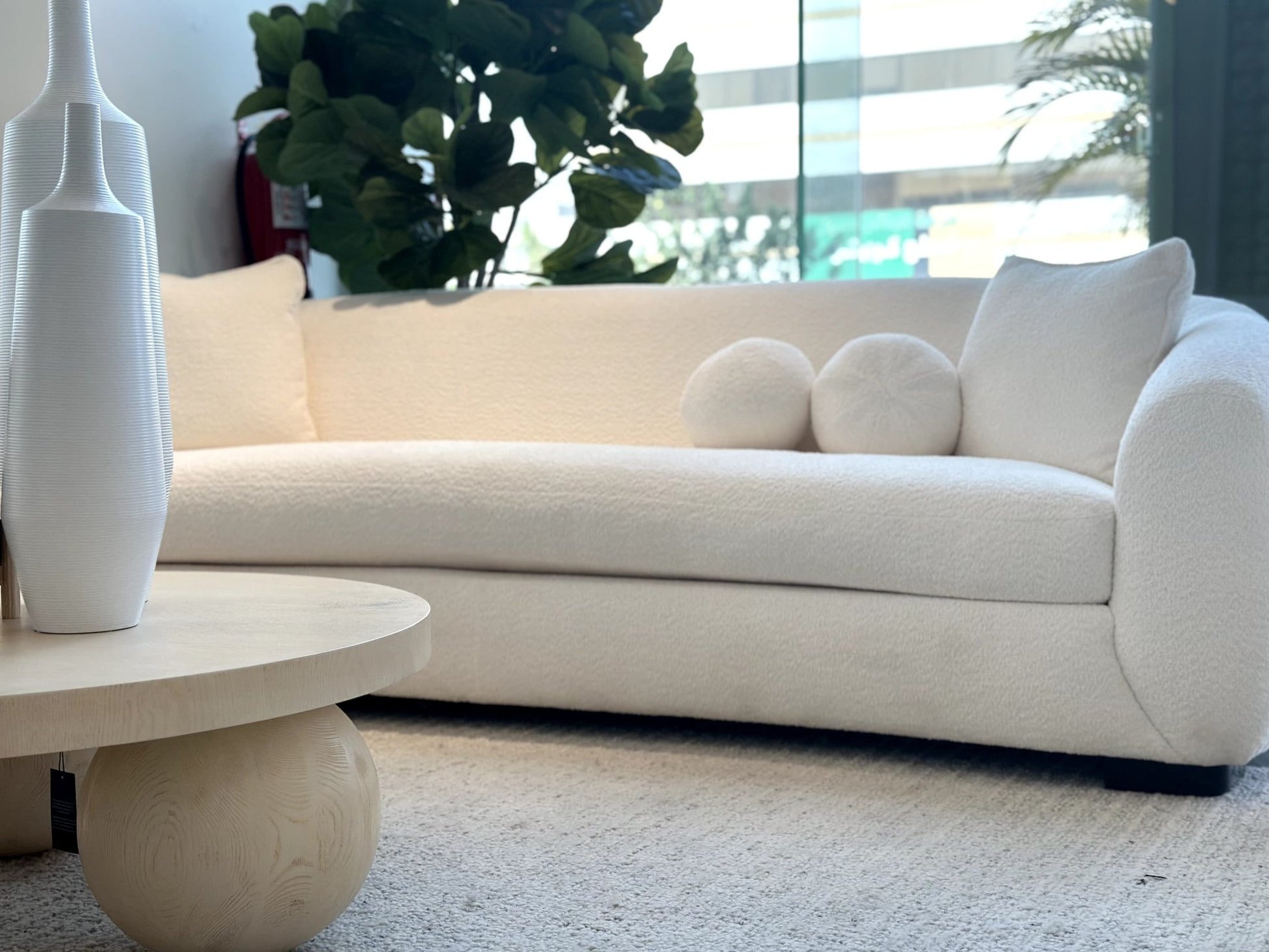 Bouclé Beige Set + Free Accent table Living Room Sets| Roots Furniture