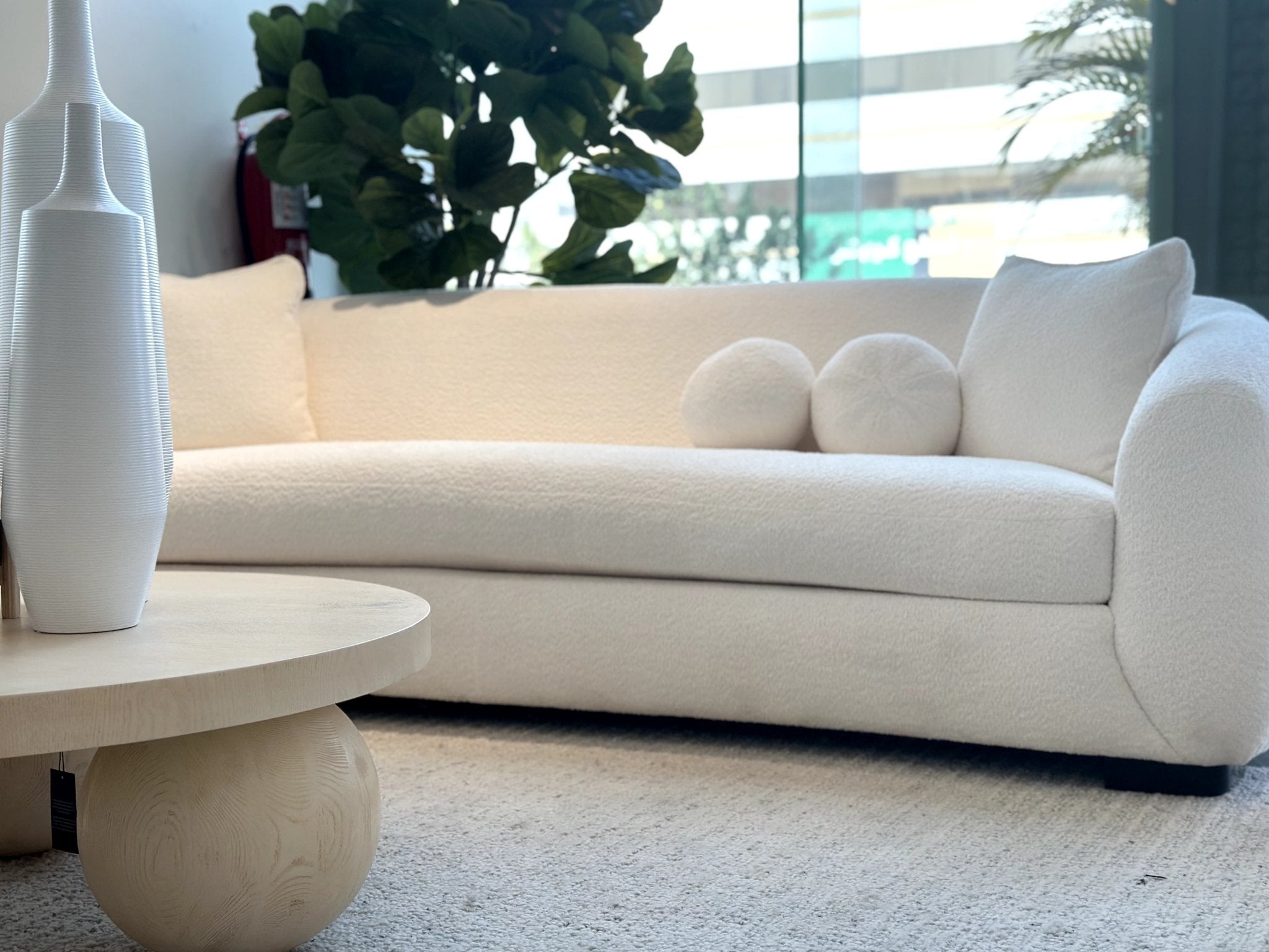 Bouclé Beige Set + Free Accent table Living Room Sets| Roots Furniture