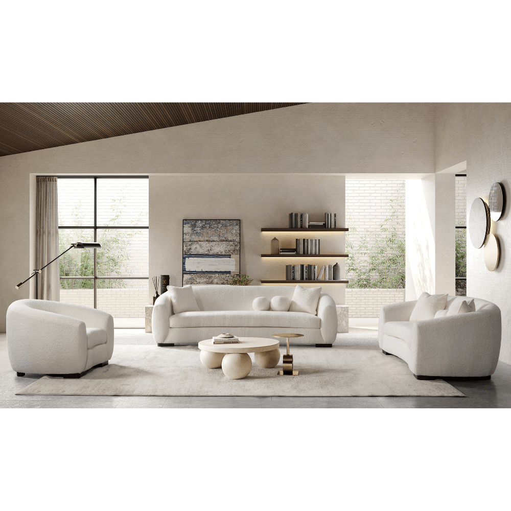 Bouclé Beige Set + Free Accent table Living Room Sets| Roots Furniture