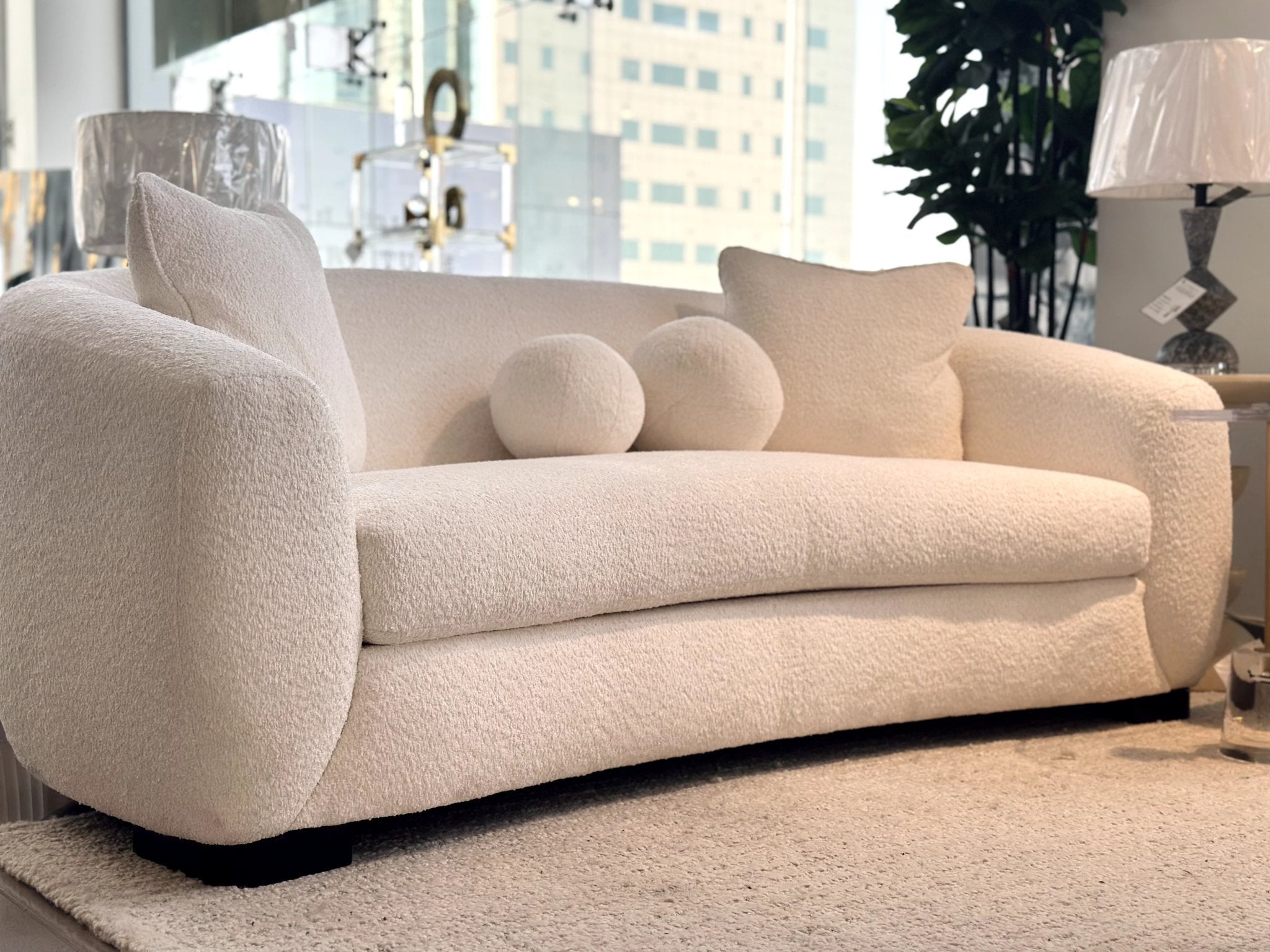 Bouclé Beige Set + Free Accent table Living Room Sets| Roots Furniture