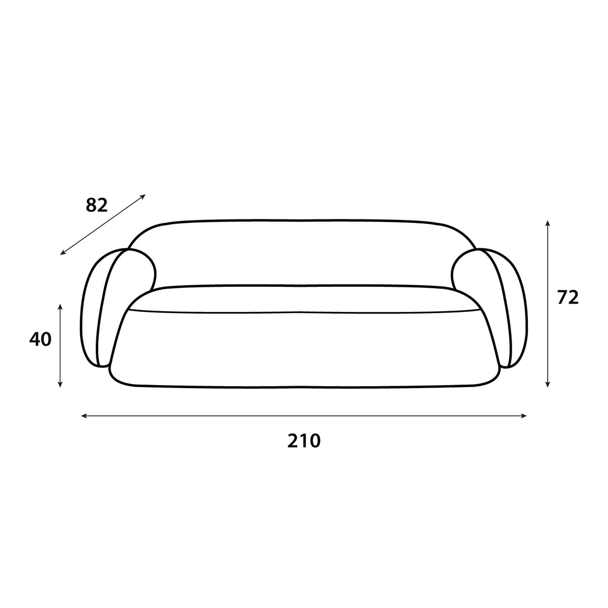 Bouclé Fabric Sofa Size 210x82x40 cm Sofas & Loveseats| Oak