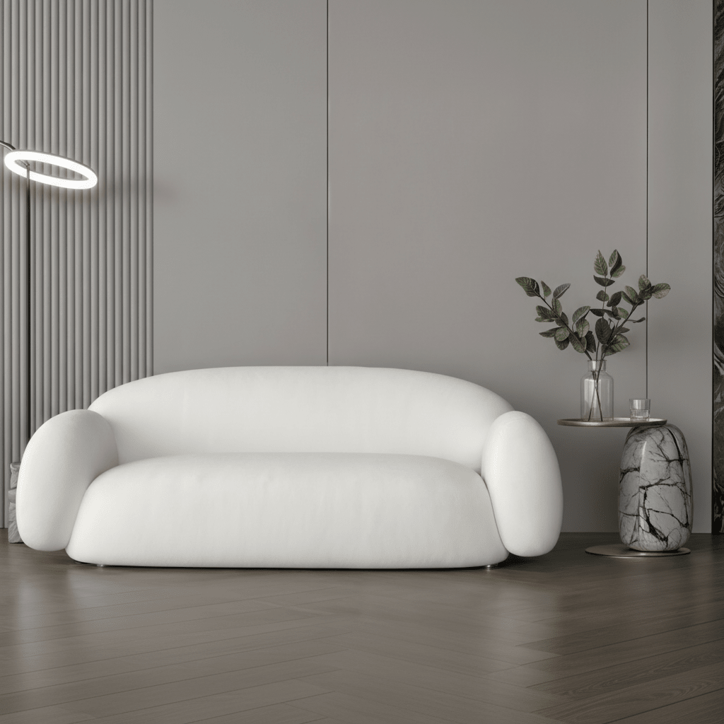 Bouclé Fabric Sofa Size 210x82x40 cm Sofas & Loveseats| Oak