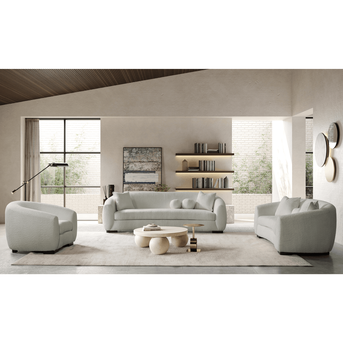 Bouclé Living room Set - Light Gray