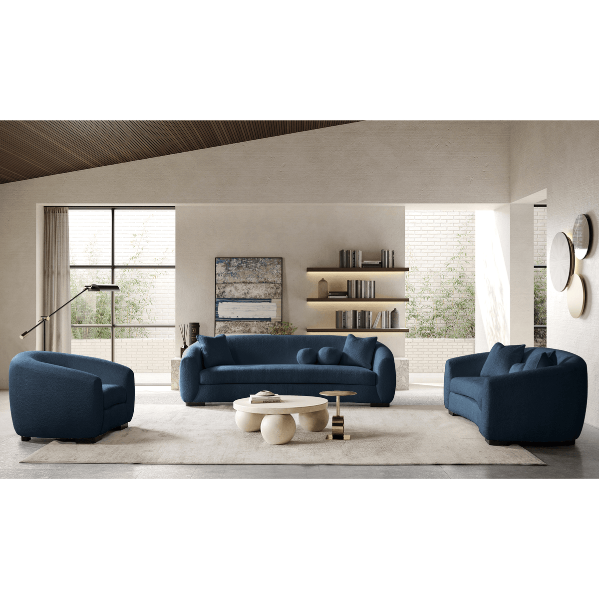 Bouclé Living room Set - Navy