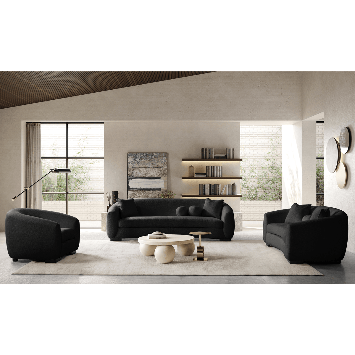Bouclé Living room Set - Black