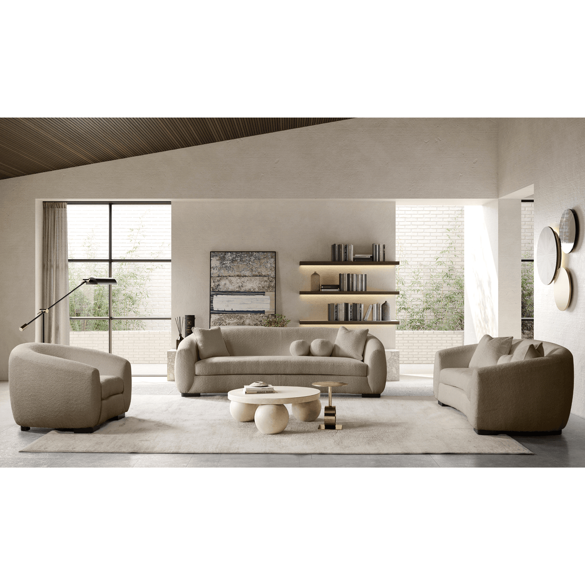 Bouclé Living room Set - Gray