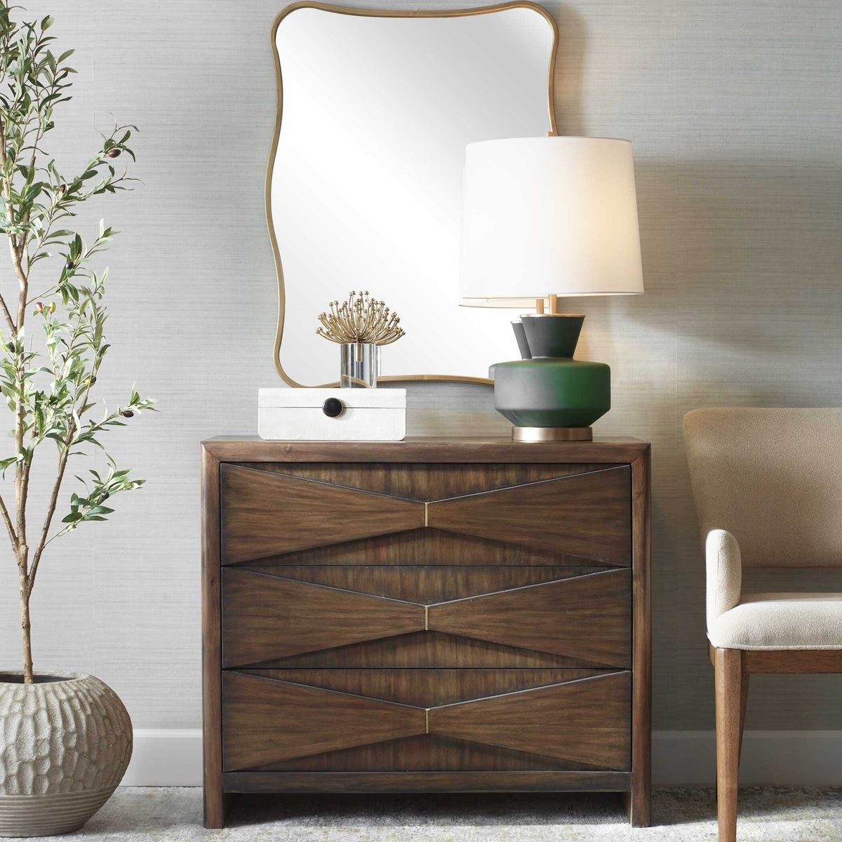 Bowtie 3 Drawer Chest Cabinets & Chests| Uttermost
