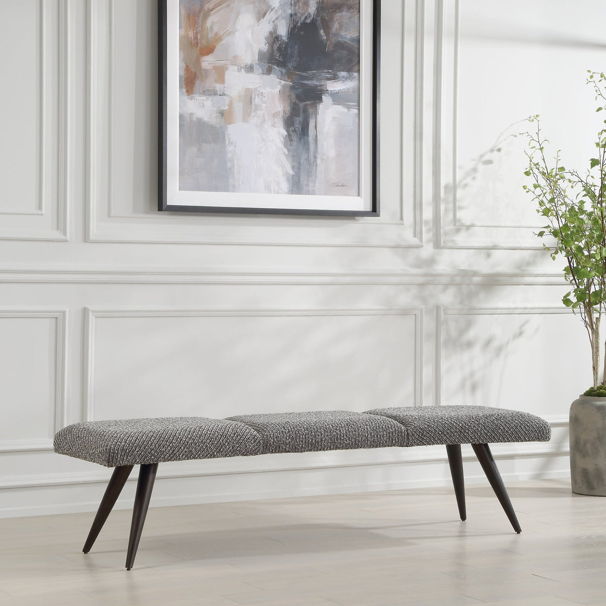 Bowtie Charcoal Fabric Bench Benches| Uttermost
