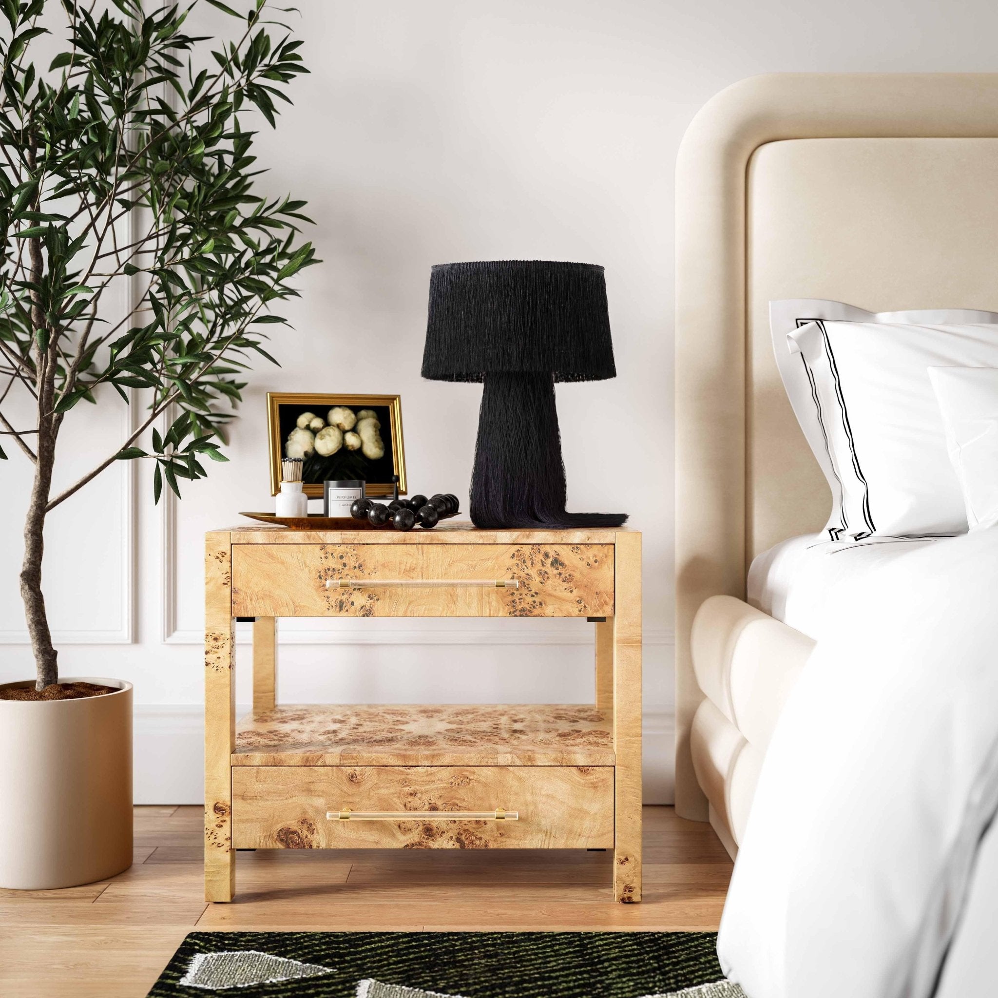 Brandyss Natural Burl Nightstand Nightstands| TOV