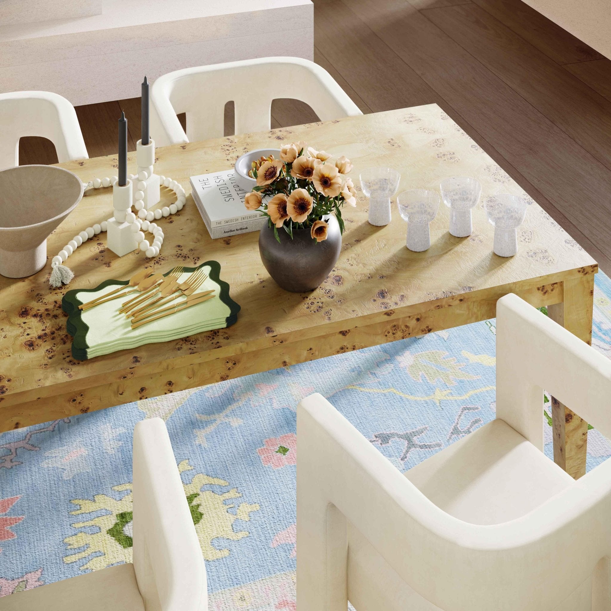 Brandyss Natural Burl Rectangular Dining Table Dining Tables| TOV