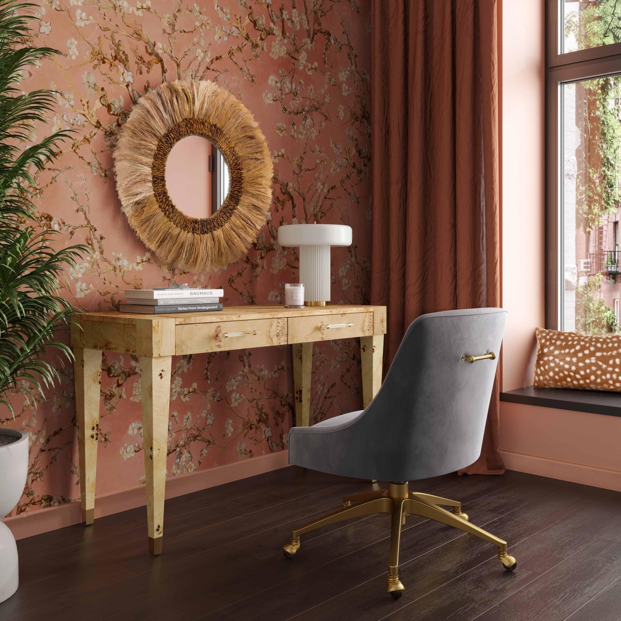 Brandyss Natural Burl Work Desk Desk| TOV