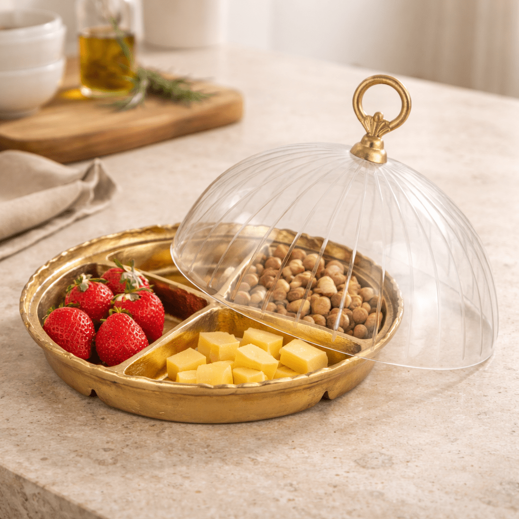 Brass Bell Bowl with Cover Tray| Roots Furniture
