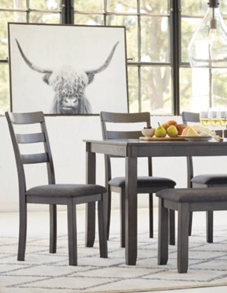Bridson Dining Table and Chairs with Bench (Set of 6) - Al Rugaib Furniture