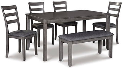 Bridson Dining Table and Chairs with Bench (Set of 6) - Al Rugaib Furniture