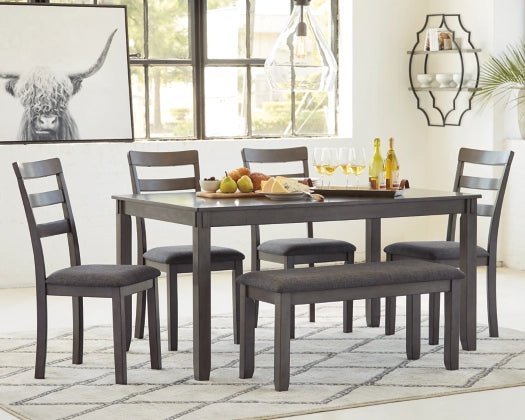 Bridson Dining Table and Chairs with Bench (Set of 6) - Al Rugaib Furniture