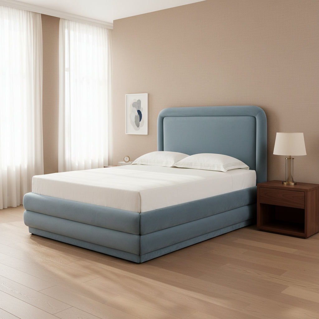 Briella Bluestone Velvet Bed in Full Beds| TOV