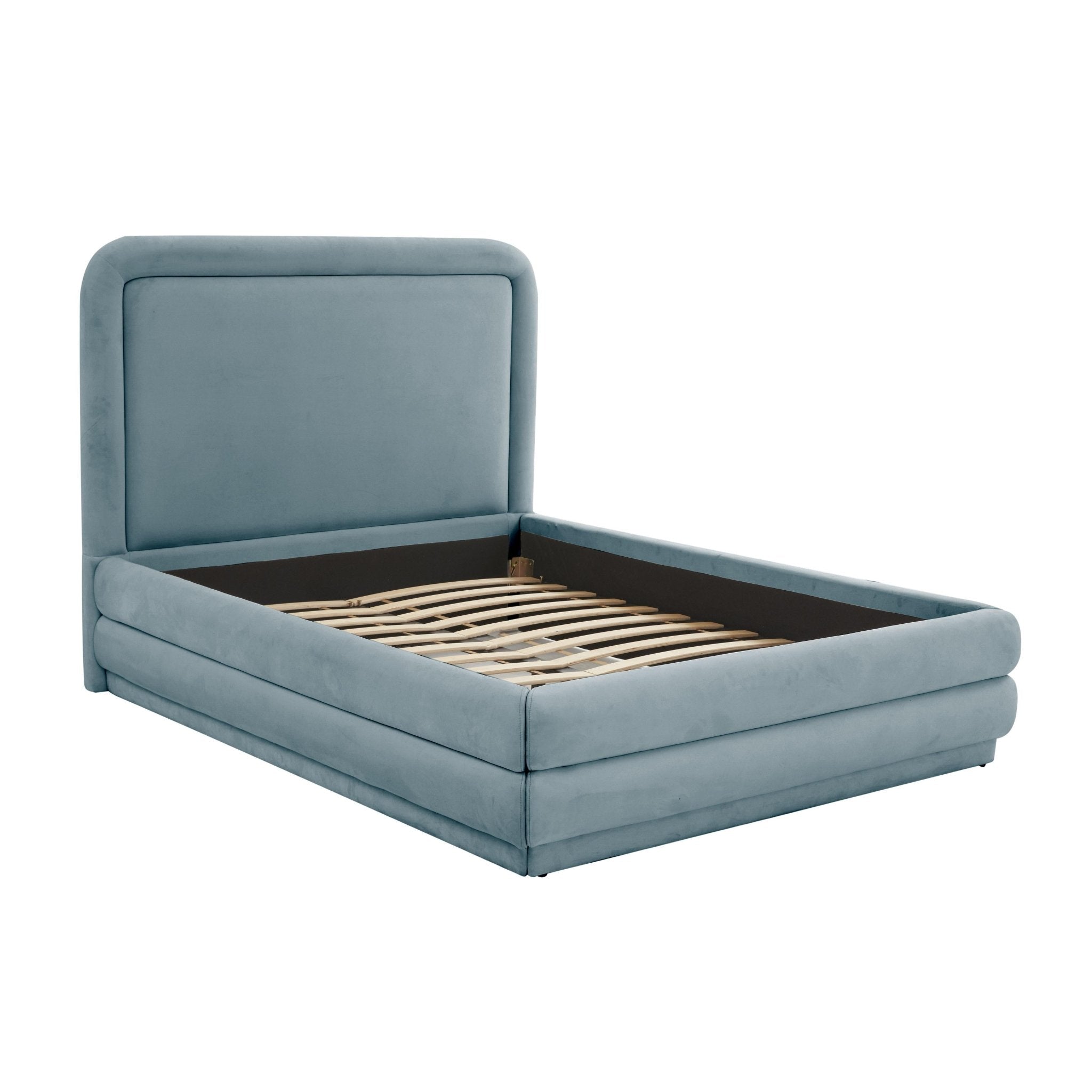 Briella Bluestone Velvet Bed in King Beds| TOV