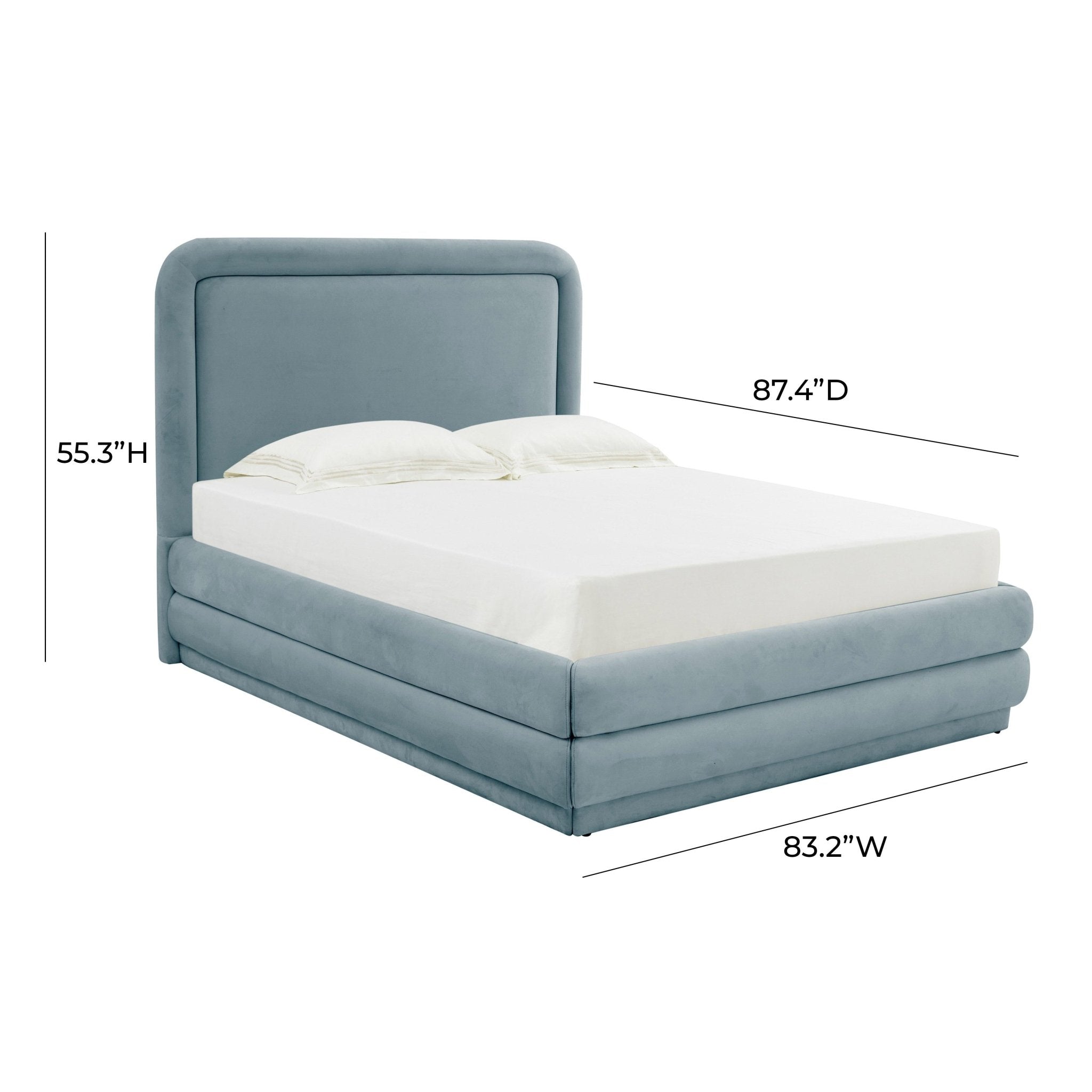 Briella Bluestone Velvet Bed in King Beds| TOV