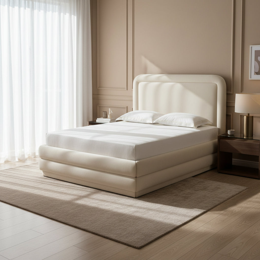 Briella Cream Velvet Bed in Full Beds| TOV