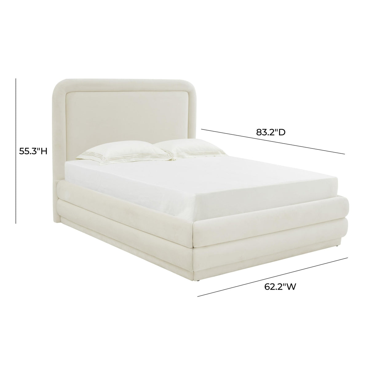 Briella Cream Velvet Bed in Full Beds| TOV