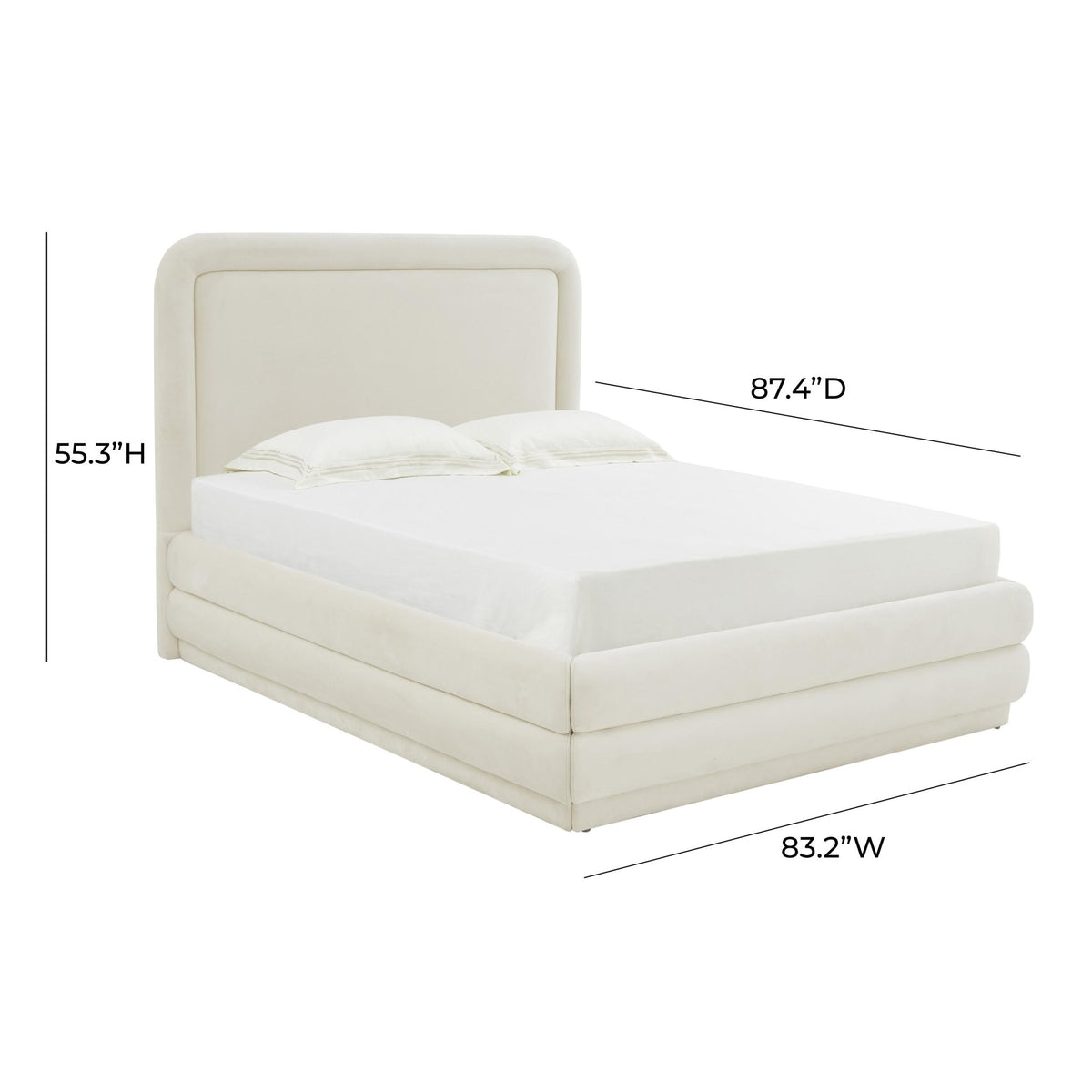 Briella Cream Velvet Bed in King Beds| TOV