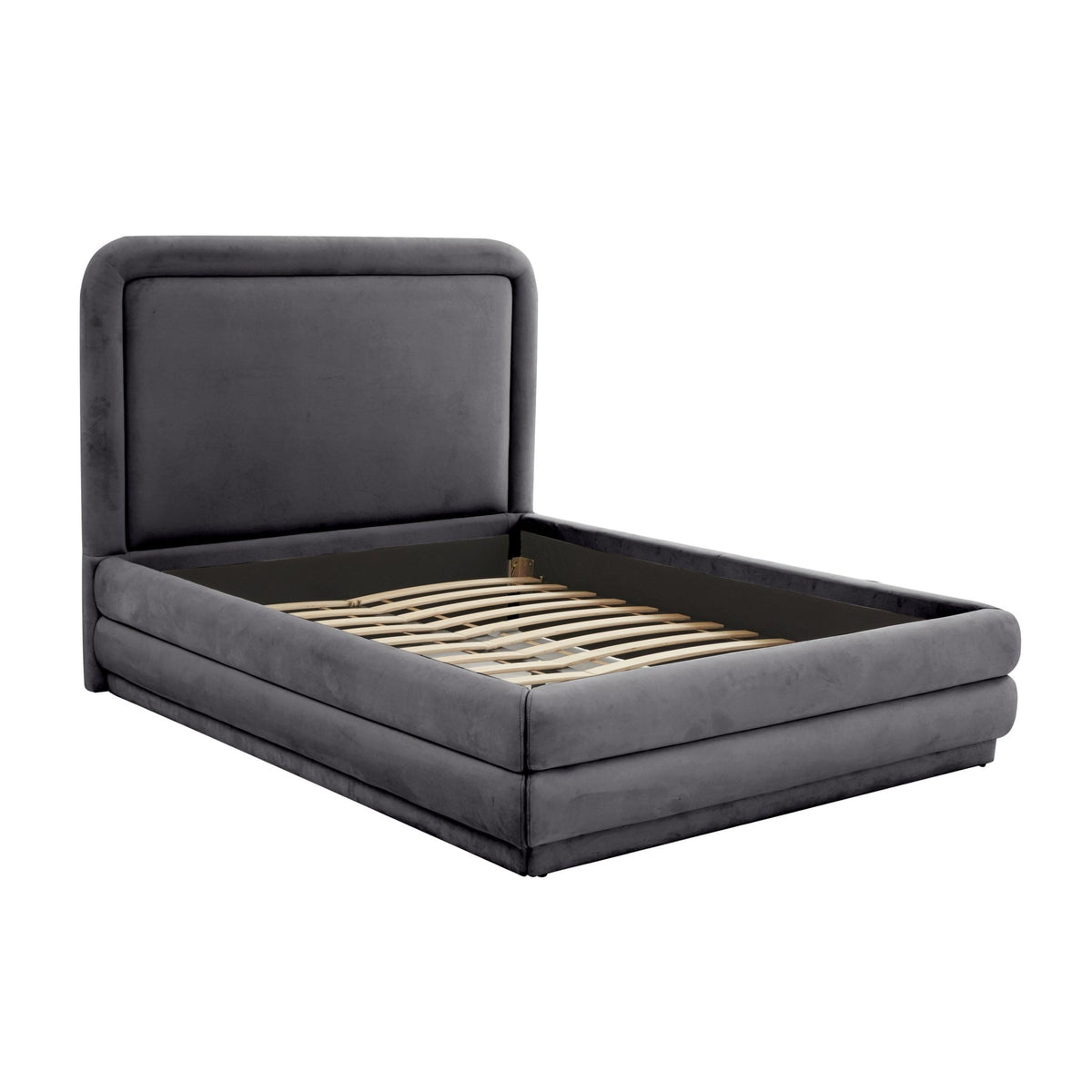 Briella Dark Grey Velvet Bed in Full Beds| TOV