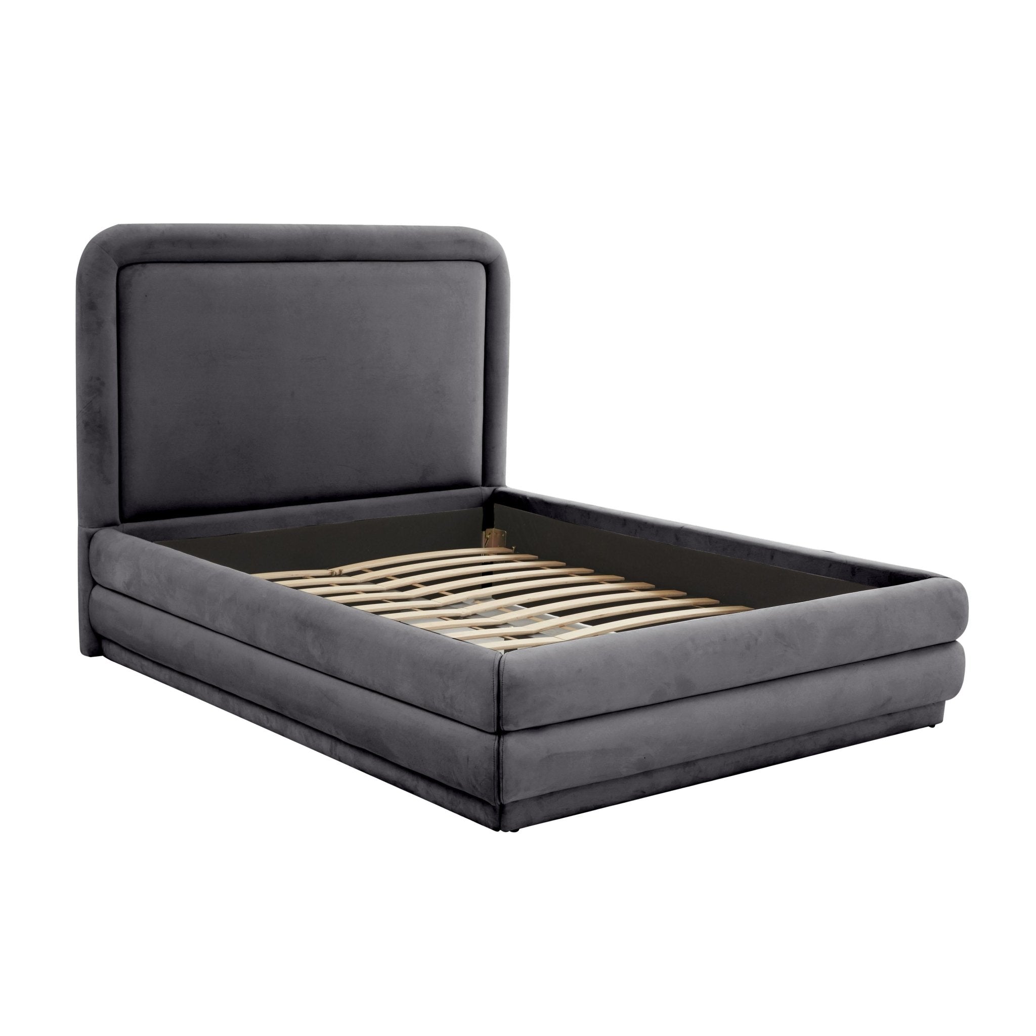 Briella Dark Grey Velvet Bed in Queen Beds| TOV