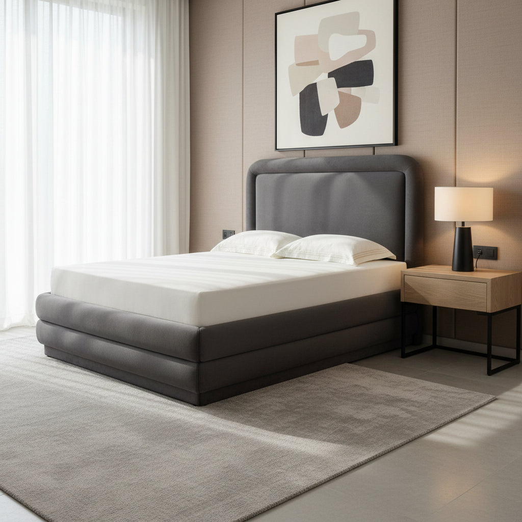 Briella Dark Grey Velvet Bed in Queen Beds| TOV