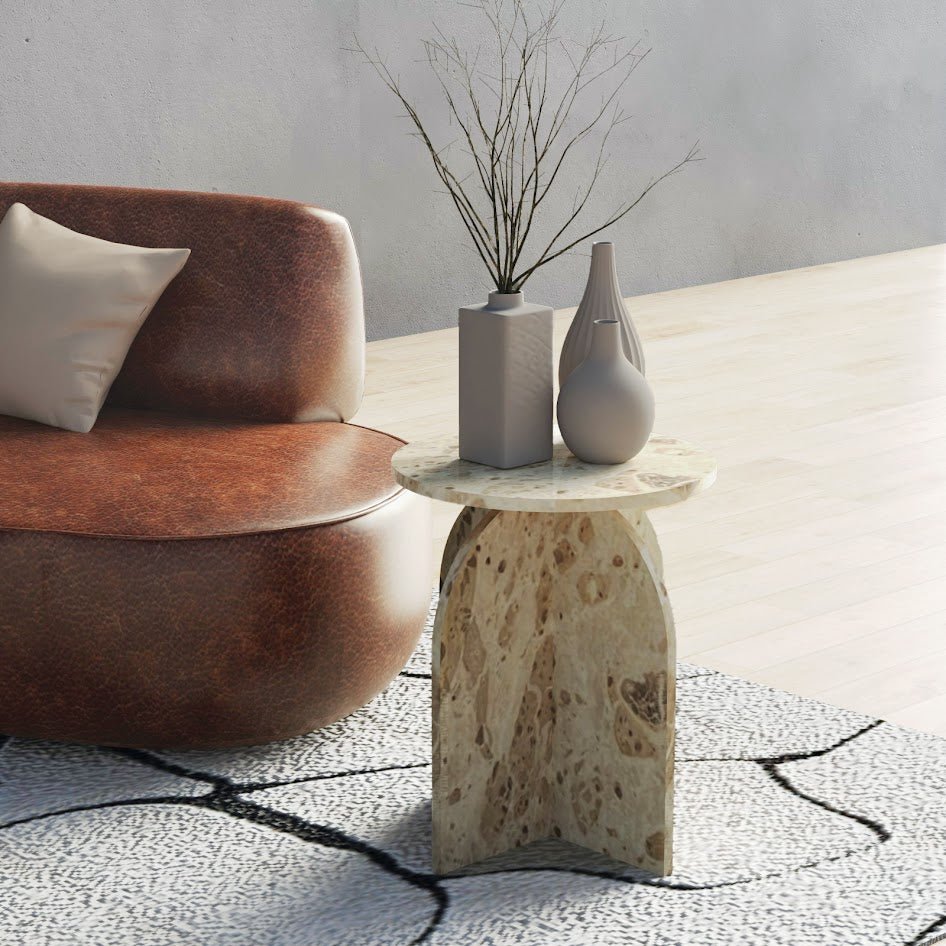 Brielle MARBLE SIDE TABLE Accent & End Tables| AlRugaib Furniture