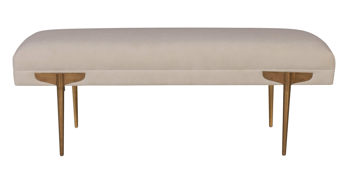 Brno White Waived Velvet Bench Benches| TOV
