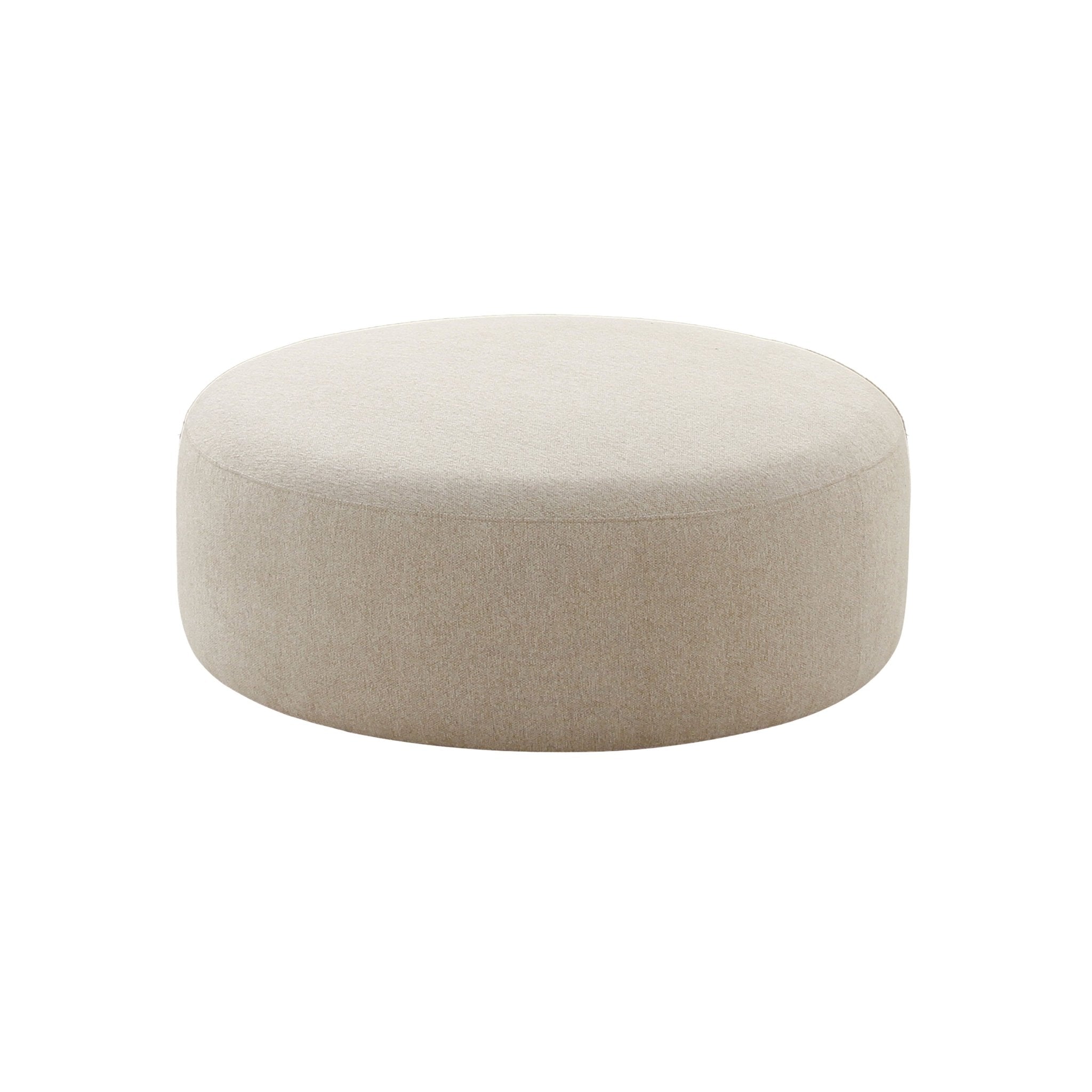 Broohah Beige Micro-Herringbone Ottoman Ottomans| TOV