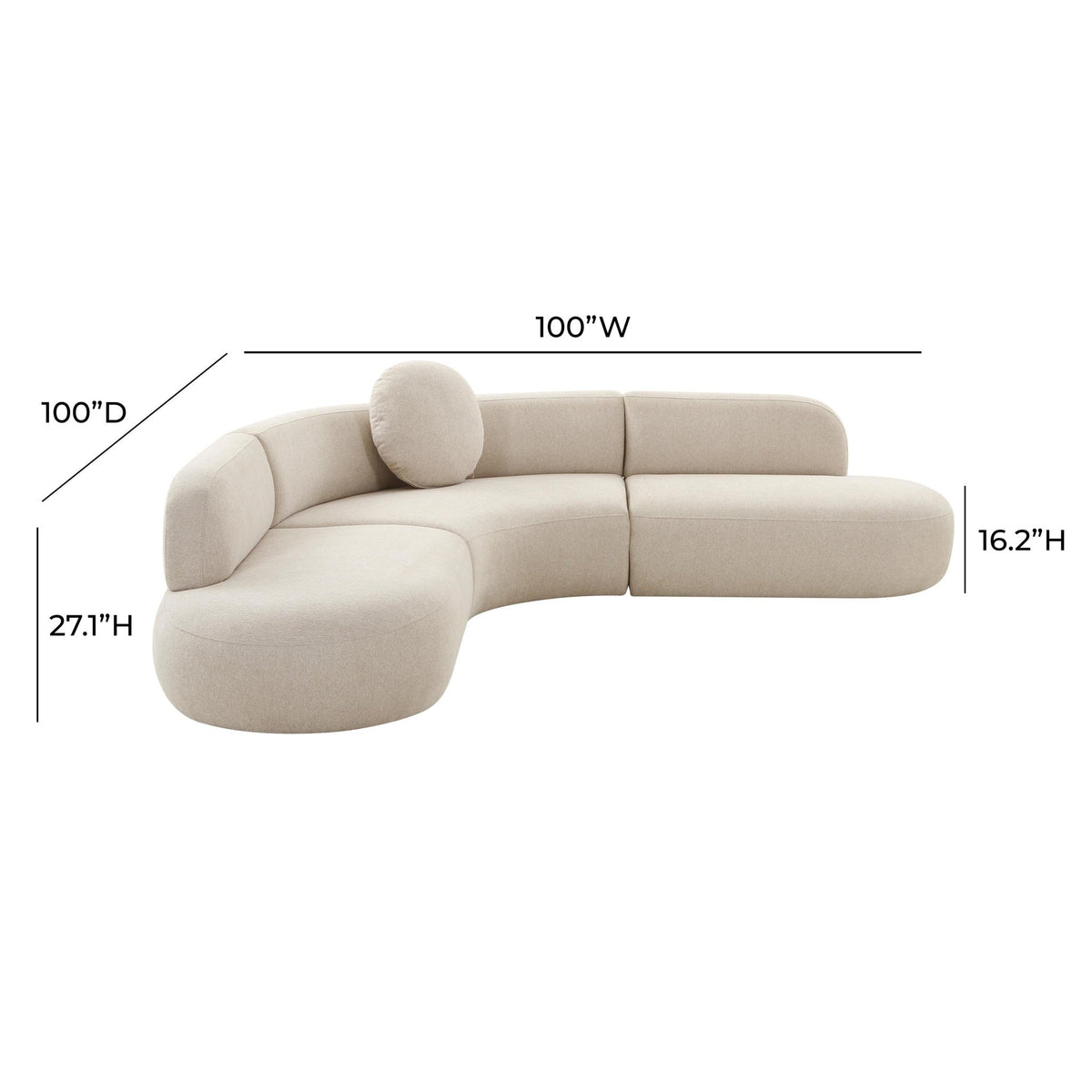 Broohah Beige Micro-Herringbone Sectional Sectionals| TOV