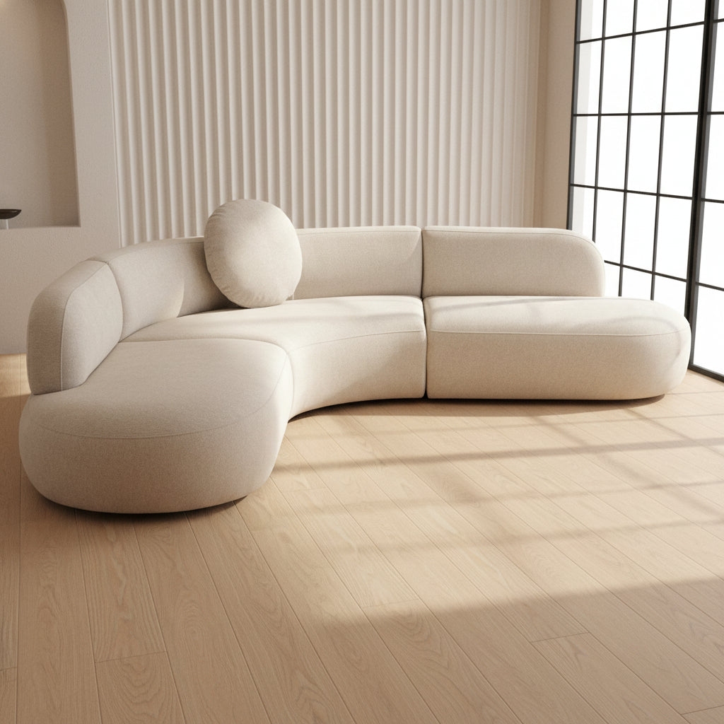 Broohah Beige Micro-Herringbone Sectional Sectionals| TOV