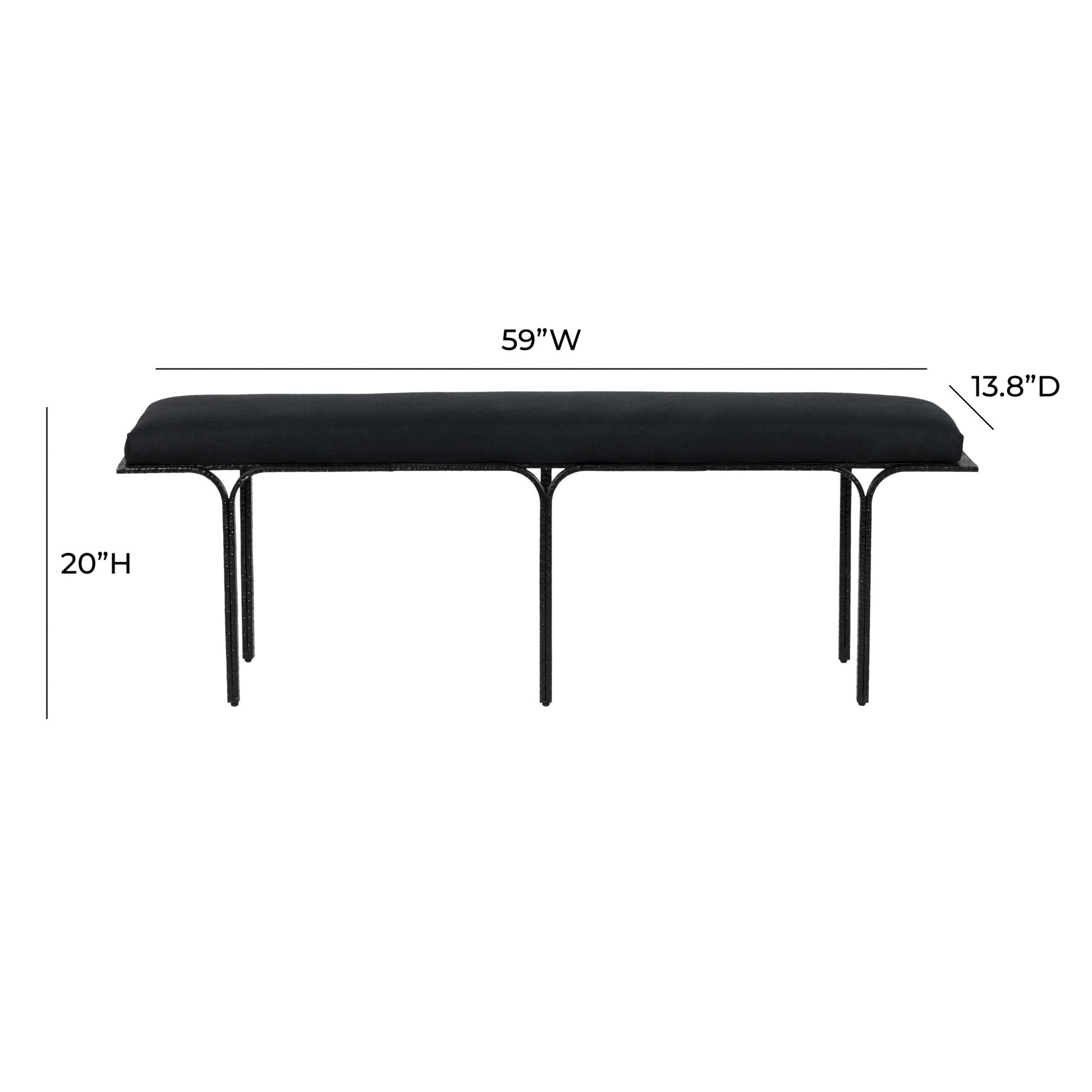 Bryn Black Linen Bench Benches| TOV