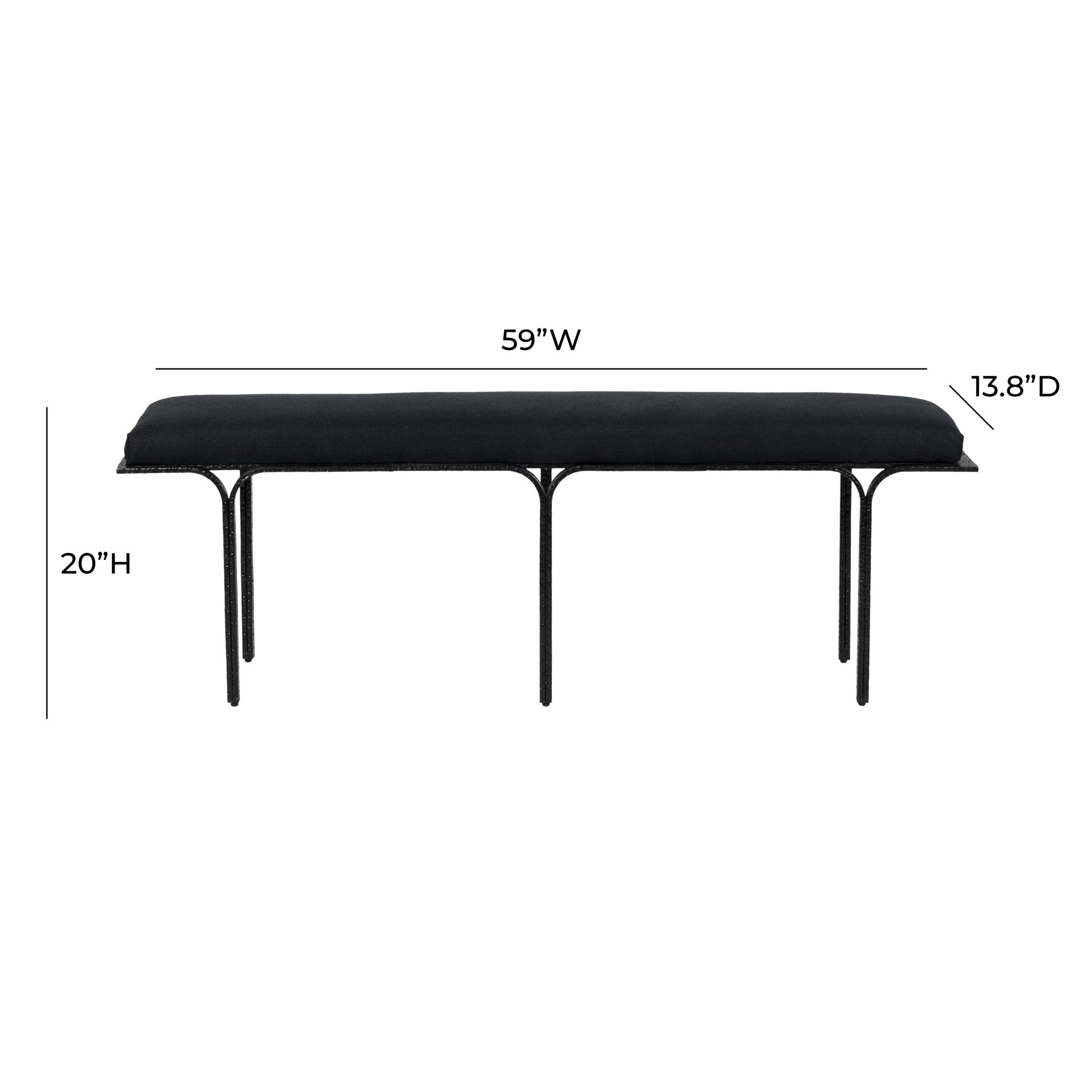 Bryn Black Linen Bench Benches| TOV