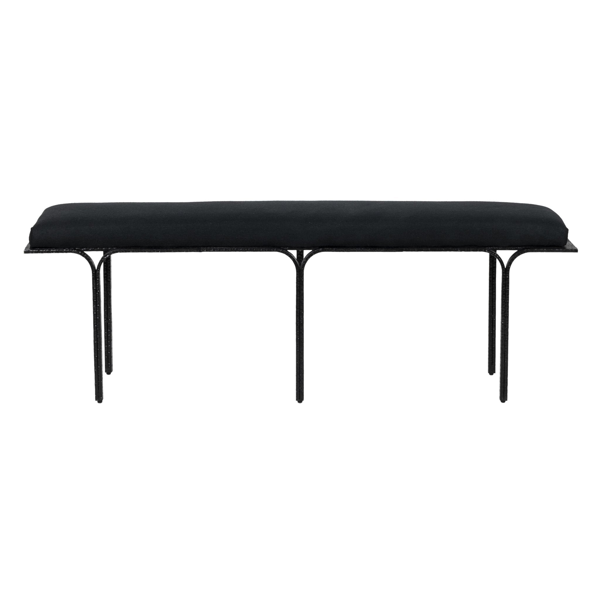 Bryn Black Linen Bench Benches| TOV