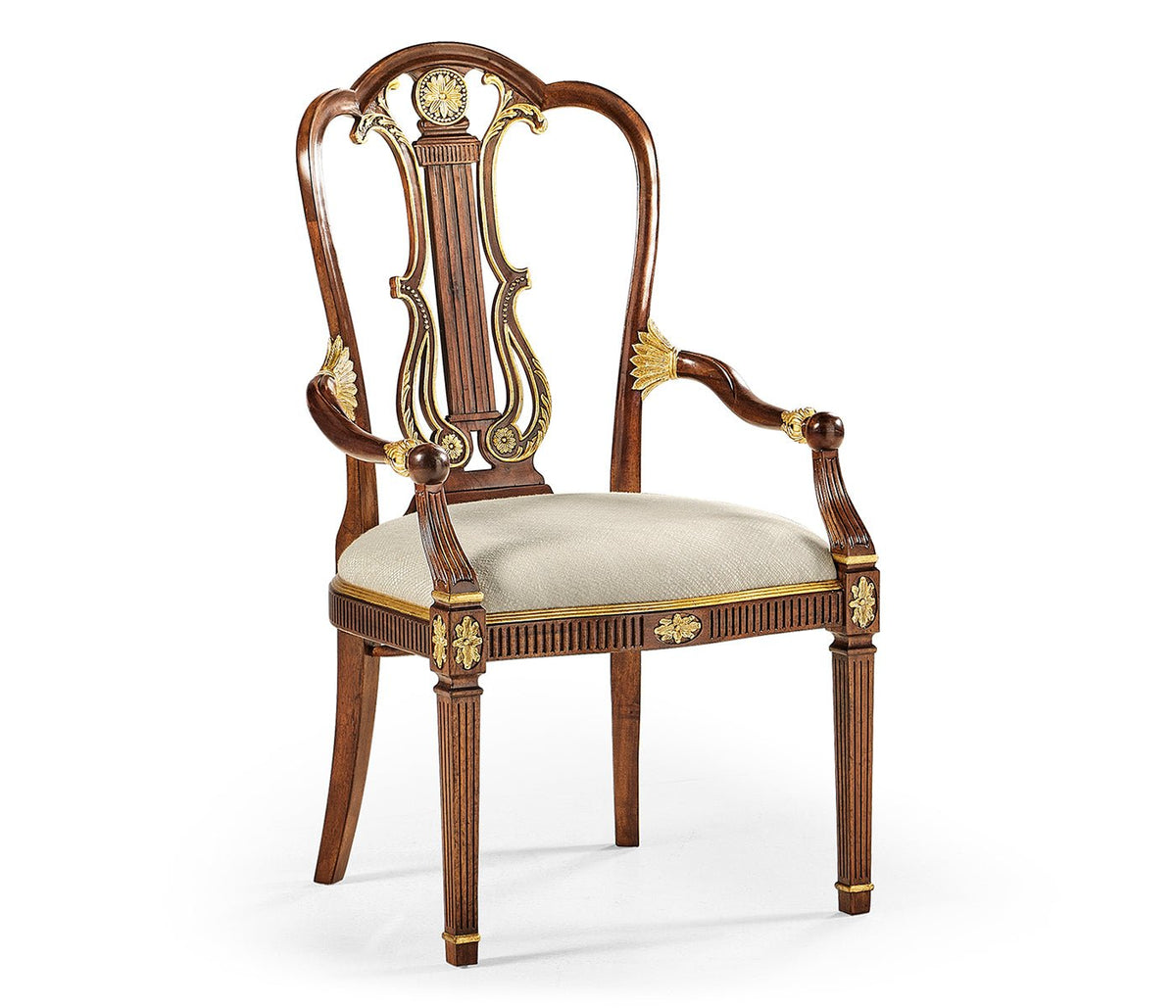 Buckingham Collection - Buckingham Gilded Lyre Back Arm Chair Ground Decors| Jonathan Charles
