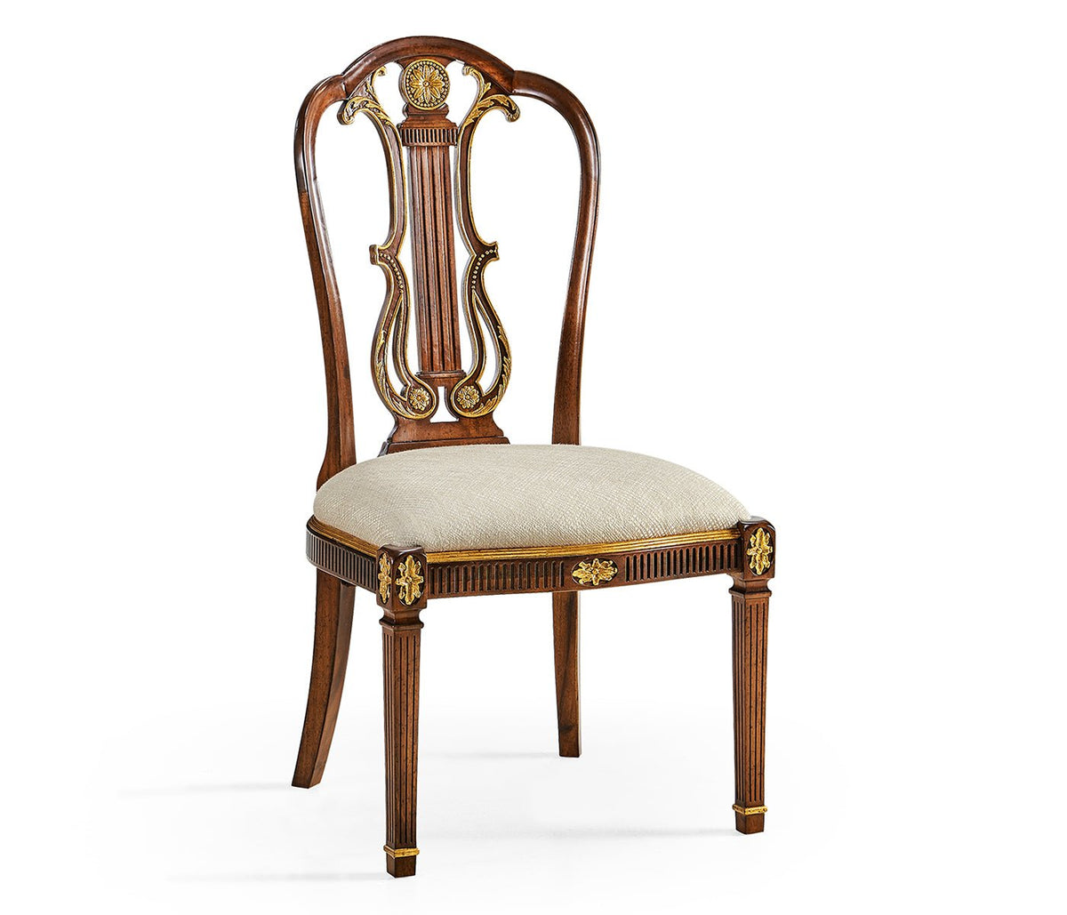 Buckingham Collection - Buckingham Gilded Lyre Back Side Chair Ground Decors| Jonathan Charles