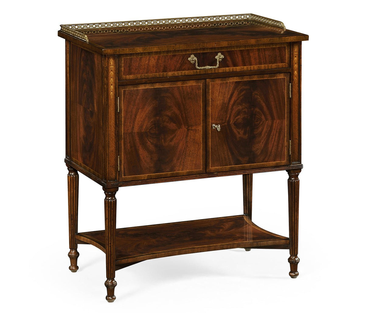 Buckingham Collection - Mahogany Bedside Table with Brass Gallery Accent & End Tables| Jonathan Charles