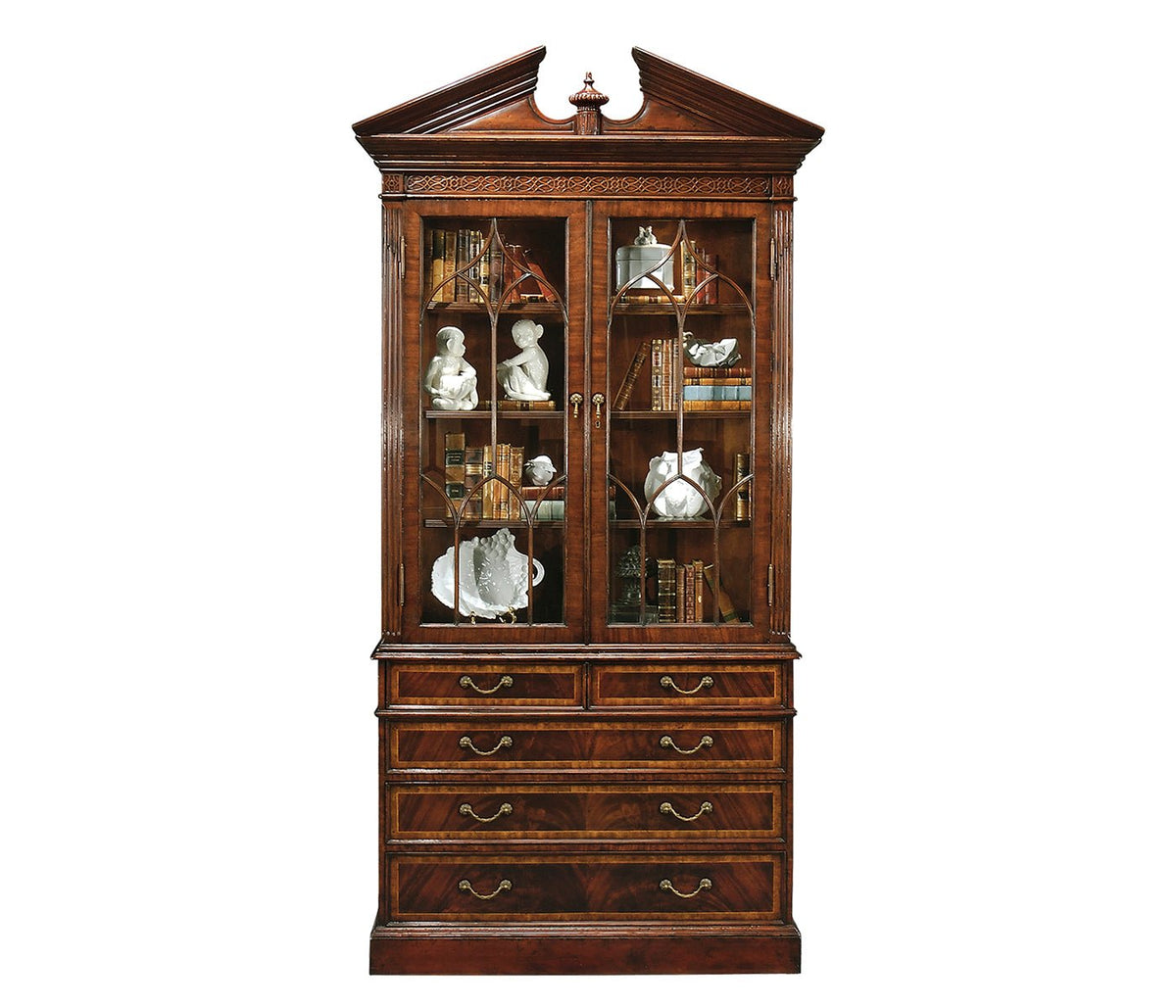 Buckingham Collection - Mahogany Glazed Display Cabinet with Drawers Cabinets & Chests| Jonathan Charles