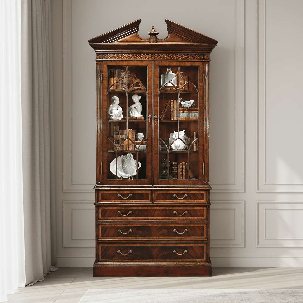 Buckingham Collection - Mahogany Glazed Display Cabinet with Drawers Cabinets & Chests| Jonathan Charles