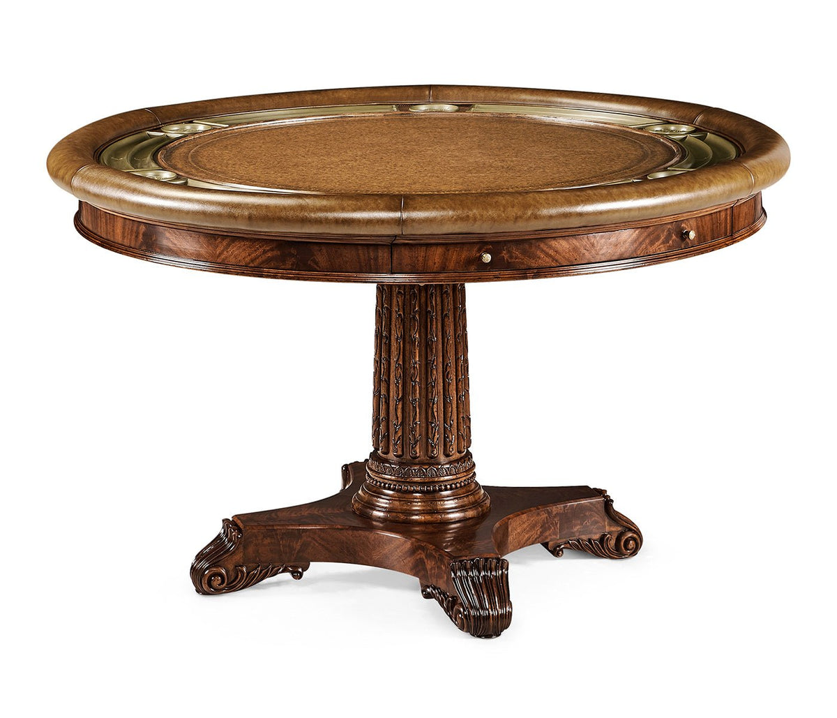Buckingham Collection - Mahogany Round Poker Table Accent & End Tables| Jonathan Charles