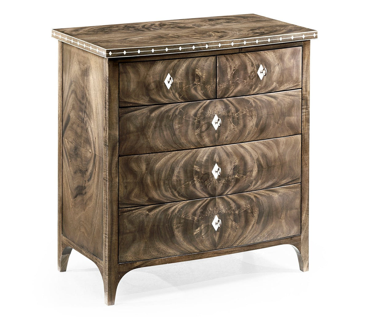 Buckingham Collection - Small Bleached Mahogany Chest of Drawers with Bone Inlay Cabinets & Chests| Jonathan Charles