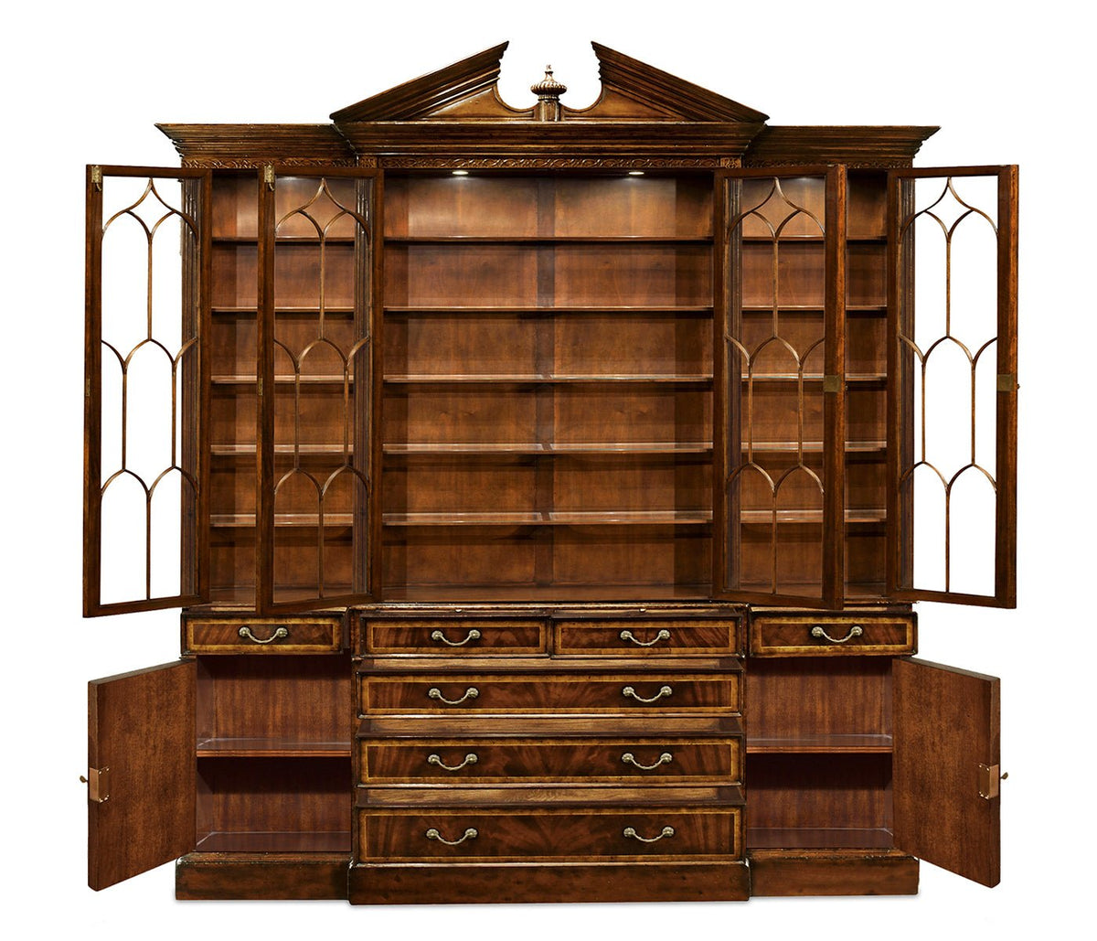 Buckingham Collection - Triple Mahogany Display Cabinet with Drawers Cabinets & Chests| Jonathan Charles