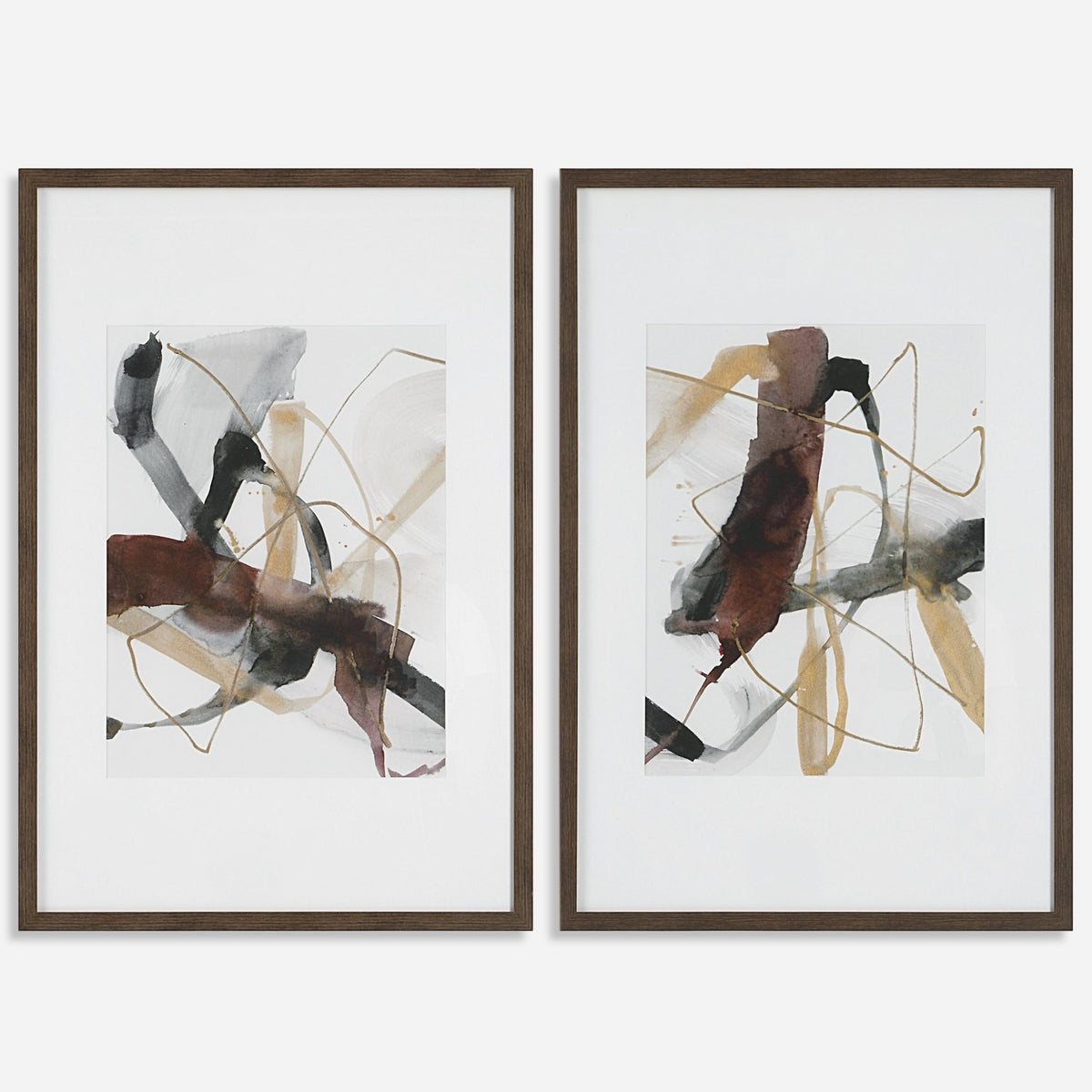 Burgundy Interjection Framed Prints, S/2 Paintings & Pictures| Uttermost